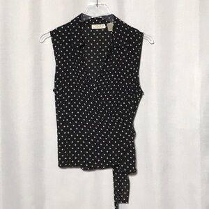 Black Polka Dot Wrap Top